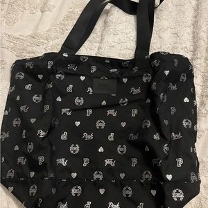 ✨PINK by Victoria Secret 2018 tote bag black with silver font ✨
